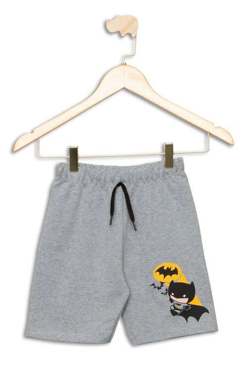 Bermuda Infantil em Moletom com Estampa Batman Mescla Tam 1 a 3