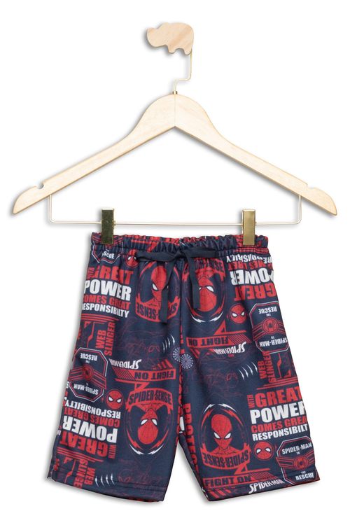 Bermuda Infantil em Moletom com Estampa Homem Aranha Preta Tam 4 a 10