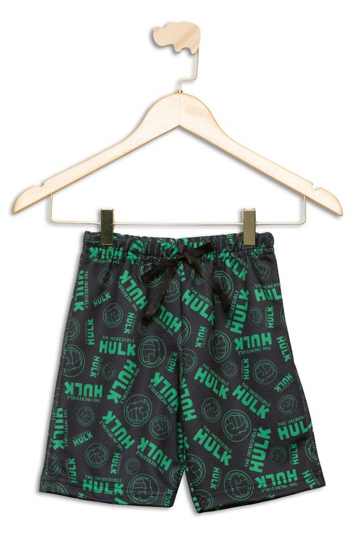 Bermuda Infantil Moletom Hulk Preta Caedu - Tam 4 a 10