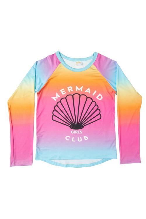 Blusa Juvenil com Estampa Mermaid Concha Colorida Tam 10 a 16