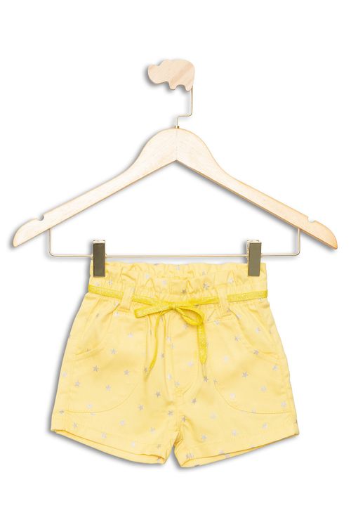 Shorts Infantil com Estampa Estrelas Amarelo Tam 1 a 3