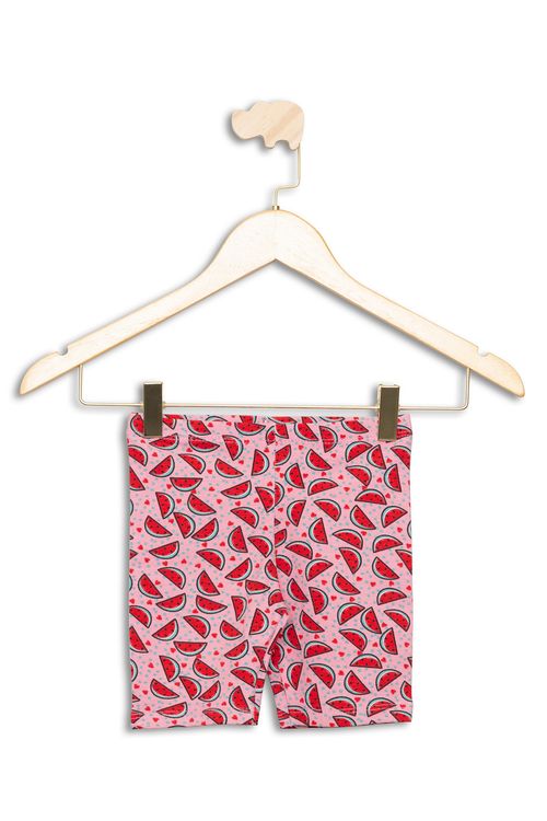 Shorts Infantil Ciclista com Estampa Melancia Rosa Tam 1 a 3