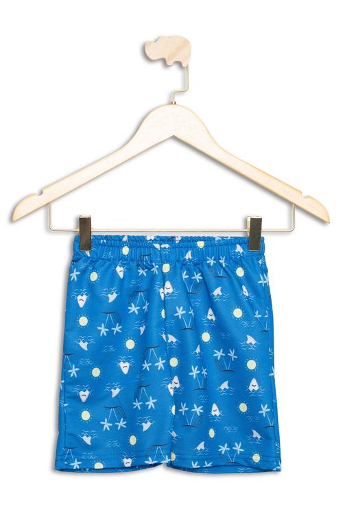 Shorts Infantil com Estampa Tubarão Azul Tam 1 a 3