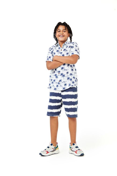 Camisa Juvenil Caedu Viscose Coqueiros Branca 10-16 Anos