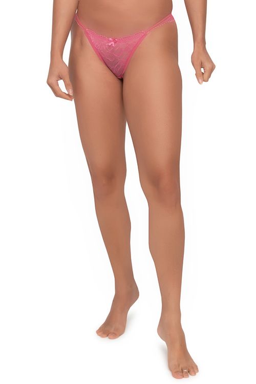 Calcinha String Fio Dental em Renda Rosa
