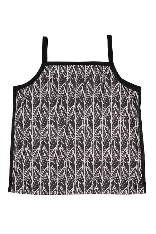 Regata Feminina Casual Estampada Alças Finas Preta