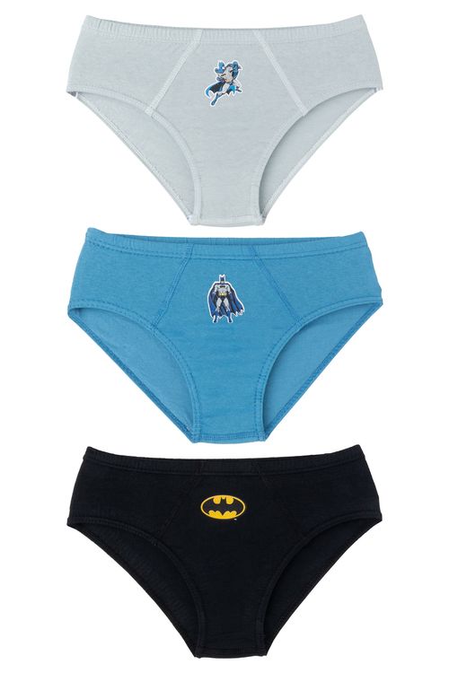 Kit 3 Cuecas Infantis com Estampa Batman Coloridas Tam 8