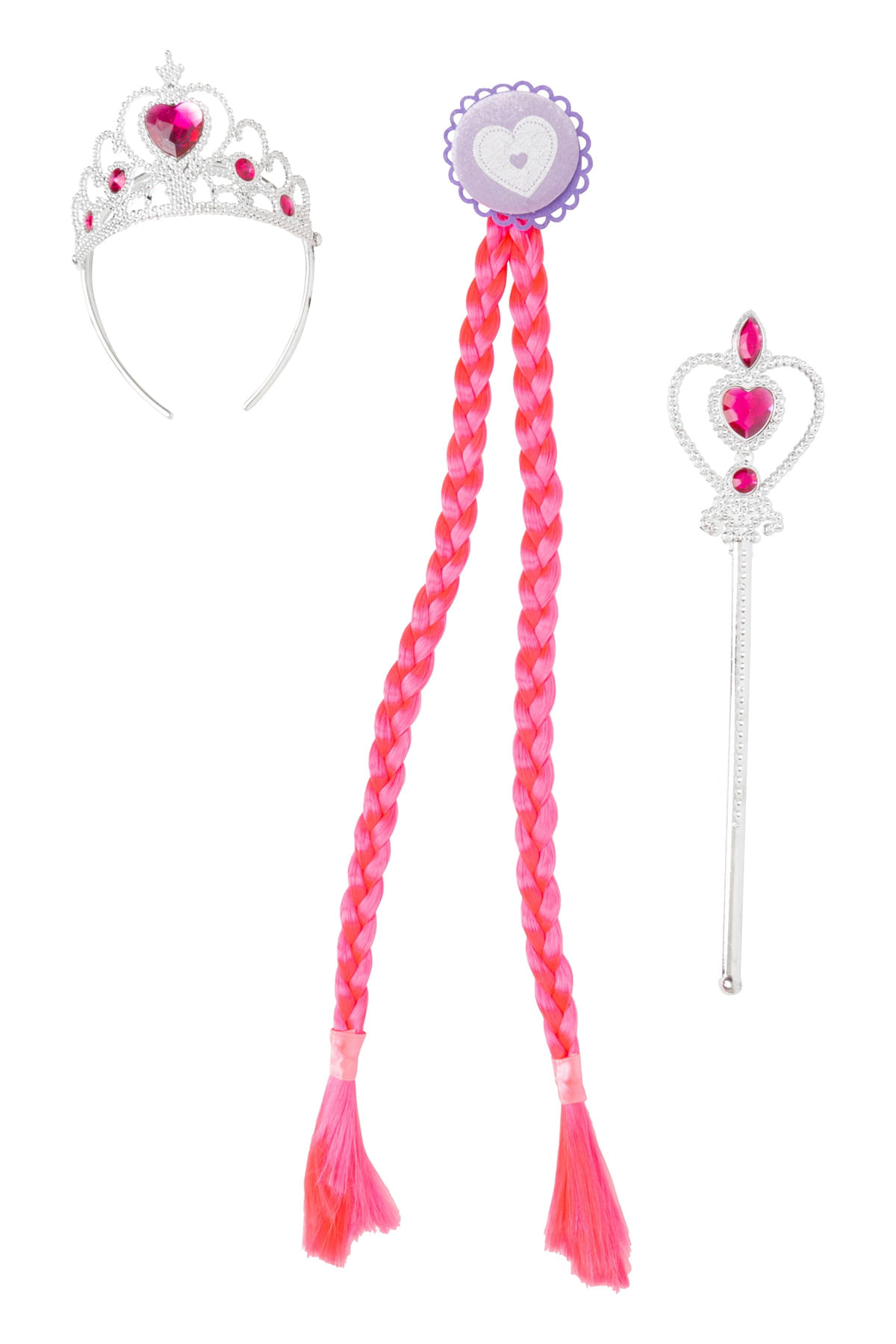 Kit Princesa Infantil Caedu: Coroa, Varinha e Tranças - imagem 1