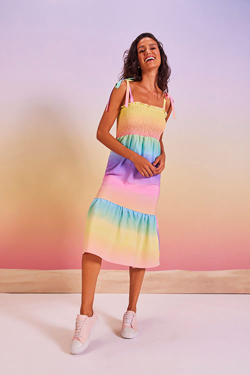 Vestido Feminino Colorido com Alças