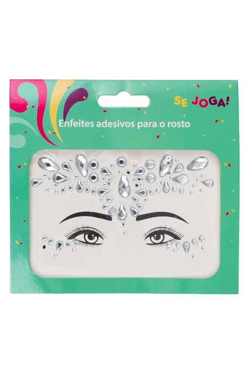 Enfeites Adesivos Facial Pedras Carnaval Prateado