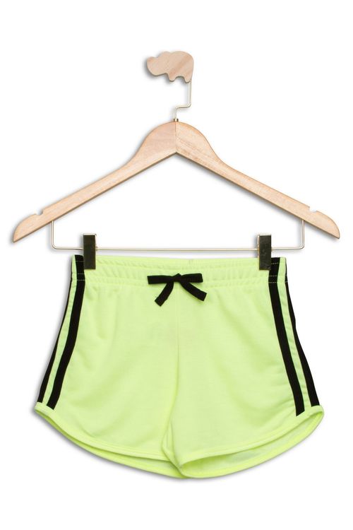 Shorts Juvenil Runner com Faixas Laterais Verde Neon Tam 10 a 16