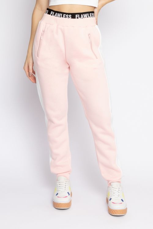 Calça Feminina em Moletom com Faixa Sobreposta