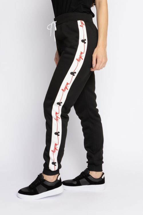 Calça Feminina Jogger em Moletom com Estampa Mickey Mouse Preta