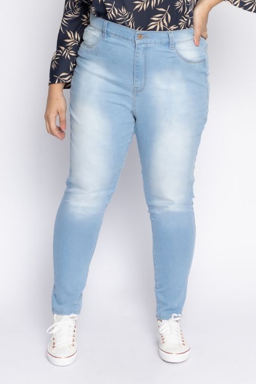 Calça Skinny Feminina Feita Pra Mim em Jeans Estonado Claro