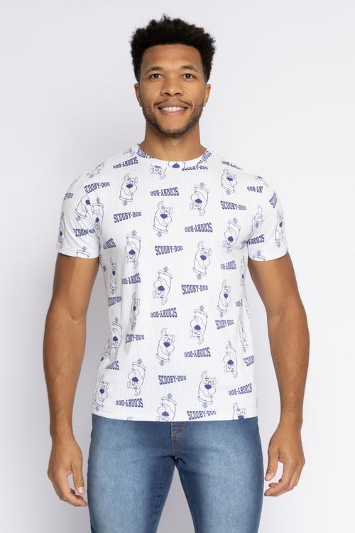 Camiseta Masculina com Estampa Scooby Doo Branca