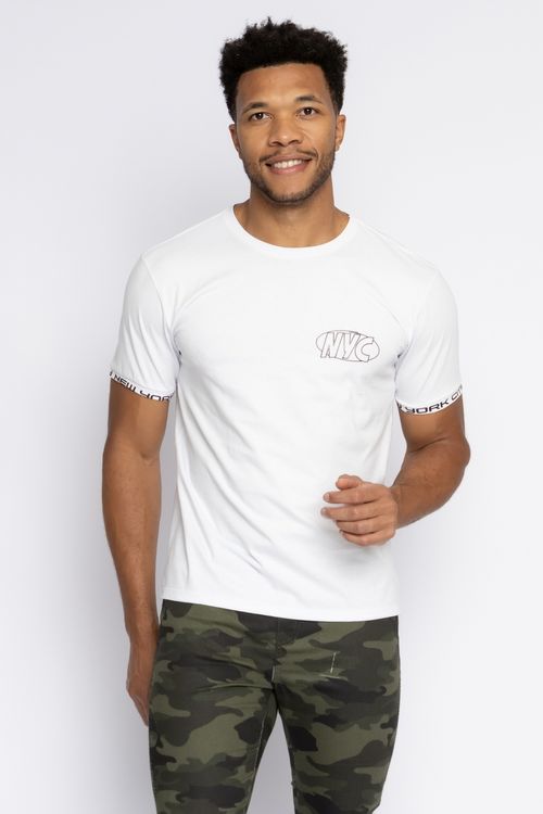 Camiseta Masculina com Estampa NYC Branca