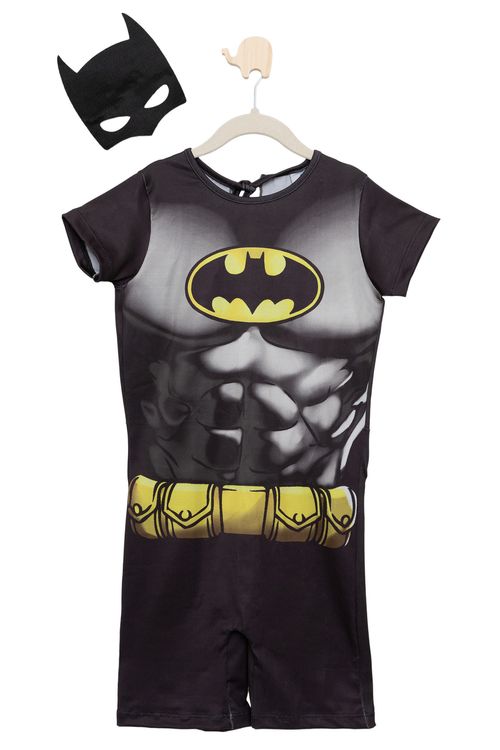 Macacão Infantil Fantasia Batman com Máscara Preto Tam 1 a 3