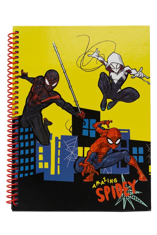 Caderno Capa Dura com Estampa Homem Aranha Amarelo