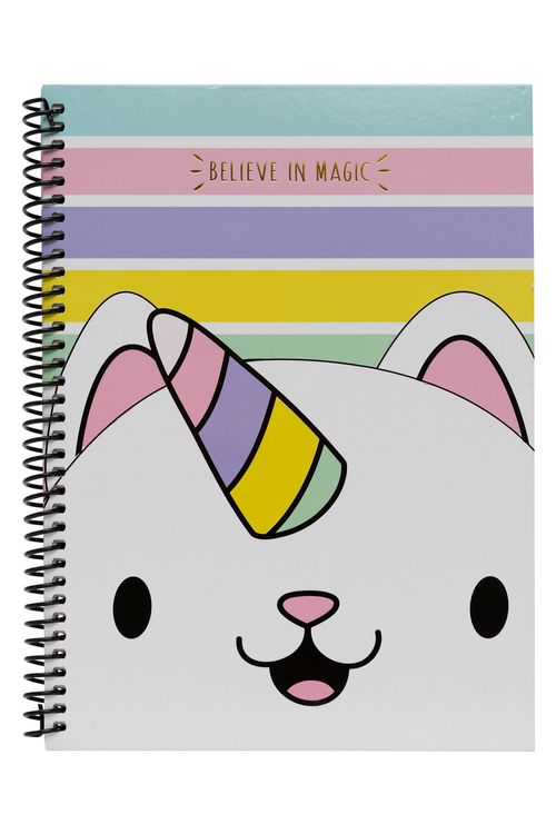 Caderno Capa Dura com Estampa Unicórnio Colorido