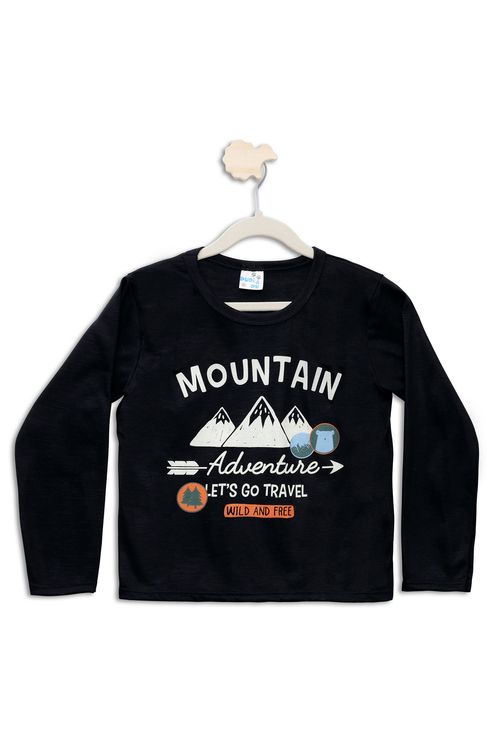 CAMISETA ML INF4/8noS 100 MOUTAIN PTO - PRETO
