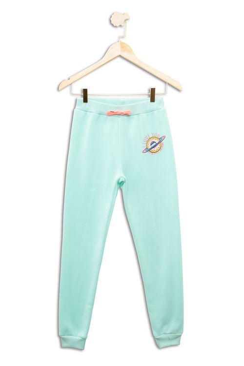 Calça Juvenil em Moletom com Estampa Donut Verde Água Tam 10 a 16