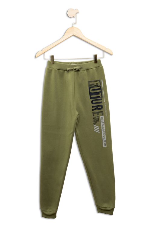 Calça Jogger Juvenil em Moletom com Estampa Future Verde Tam 10 a 16