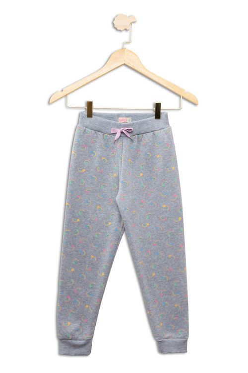 Calça Infantil em Moletom com Estampa Arco Íris Mescla Tam 4 a 8