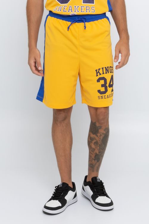 Bermuda Masculina com Estampa Kings Basket Amarela e Azul
