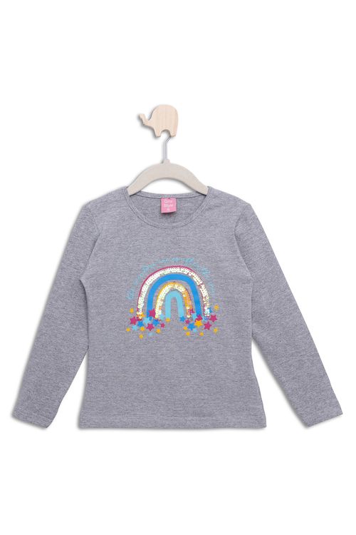 Blusa Infantil com Estampa Arco-Íris Mescla Tam 4 A 8