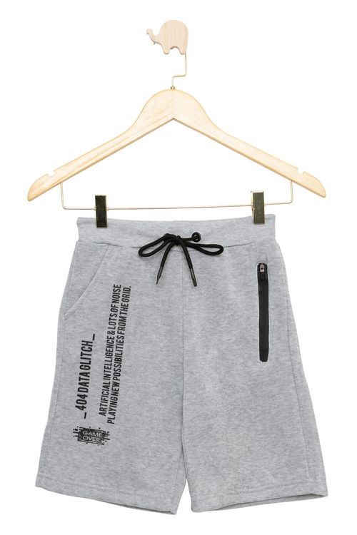 Bermuda Juvenil em Moletom com Bolso Zíper Mescla Tam 10 a 16