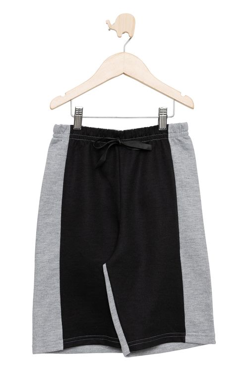 Bermuda Juvenil em Moletom com Recorte Mescla e Preta Tam 10 a 16