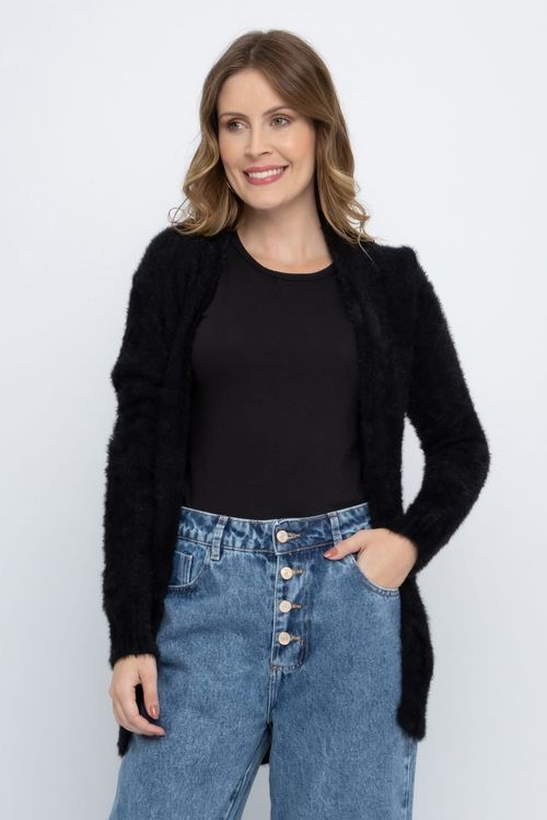 Cardigan Feminino Romântico Preto