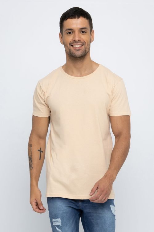 Camiseta Masculina Casual Premium Lisa Bege