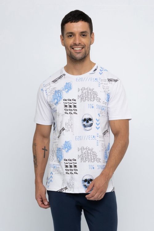 Camiseta Masculina Estampada Branca