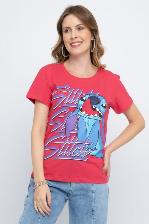 Blusa Feminina Estampa Stitch Rosa