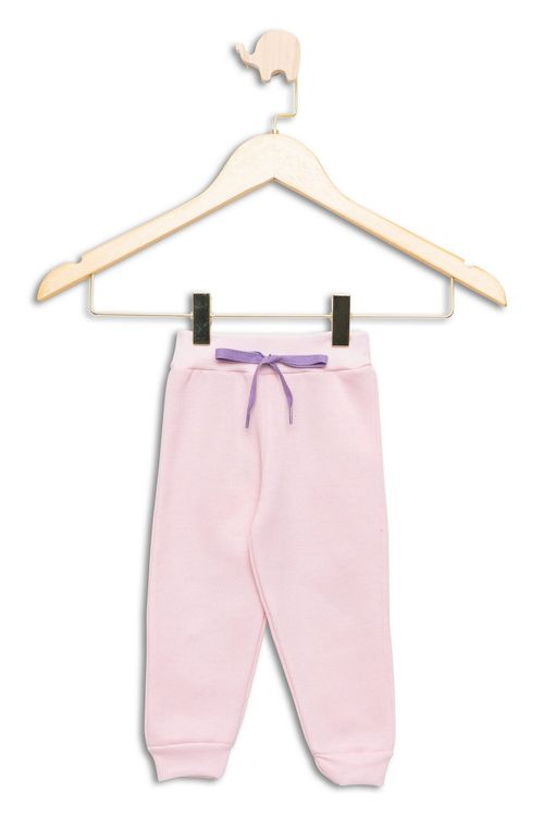 Calça Infantil Bebê em Moletom Rosa Claro Tam P ao G