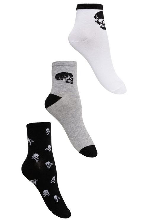 Kit 3 Pares de Meias Masculinas Cano Médio Caveiras Multicor
