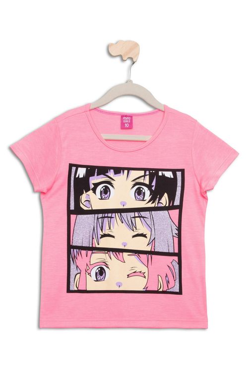 Blusa Juvenil com Estampa Desenho Anime Rosa Tam 10 A 16