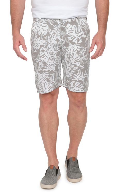Bermuda Masculina com Estampa Folhagem Bege