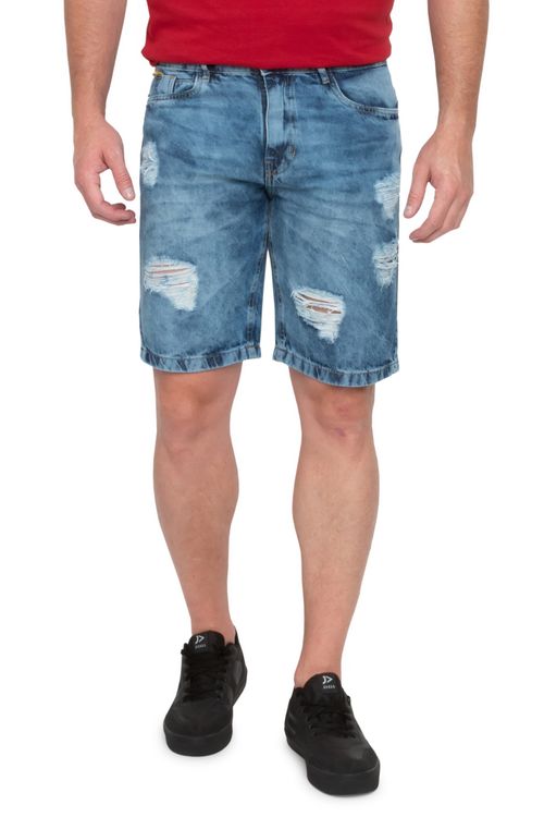 Bermuda Masculina Destroyed Jeans Médio