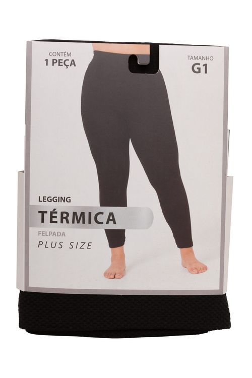 Calça Feminina Legging Térmica Felpuda Feita Pra Mim Preta