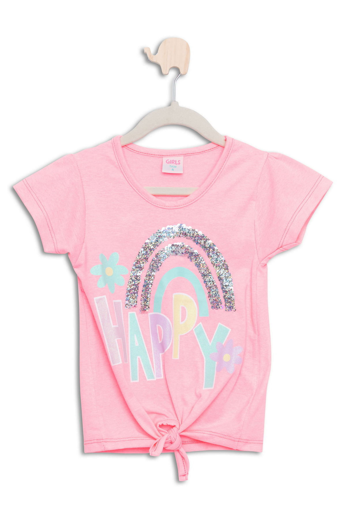 Camiseta Infantil Pampili Carinha Apaixonada Branco e Rosa Neon