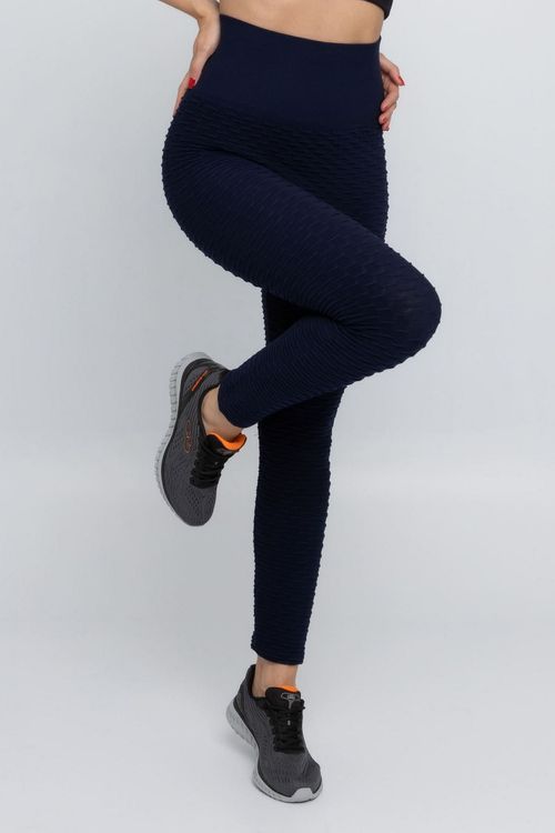 Calça Feminina Legging Esportiva Lisa Azul Marinho
