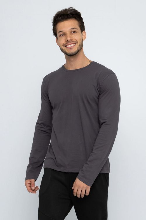 Camiseta Masculina Casual Lisa Chumbo