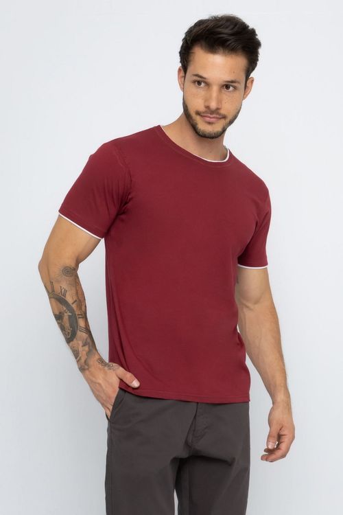 Camiseta Masculina Casual Lisa Vermelha