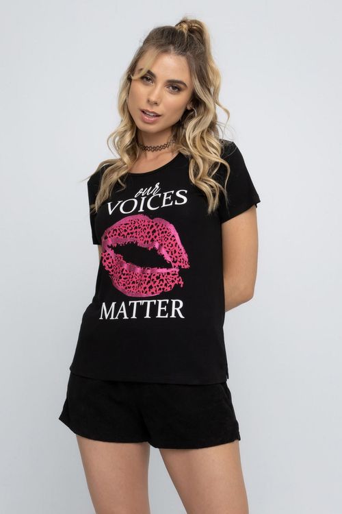 Blusa Feminina com Estampa Boca Preta