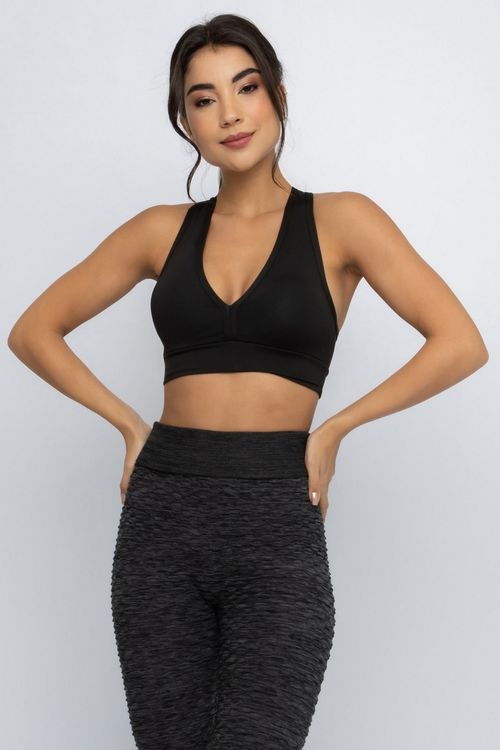 Top Esportivo Feminino Nadador com Bojo Preto