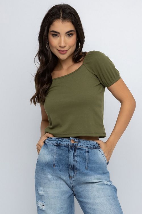 Blusa Feminina em Ribana Verde Escuro