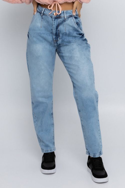 Calça Feminina Baggy Jeans Claro
