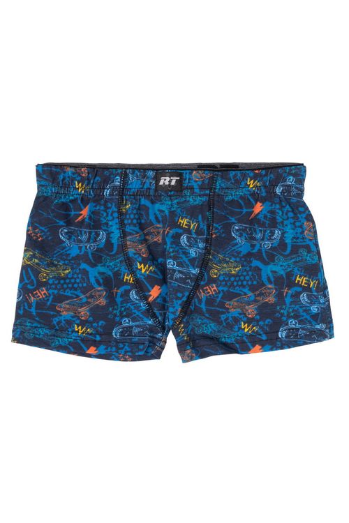 Cueca Boxer Juvenil com Estampa Skate Azul Escuro Tam 10 a 16
